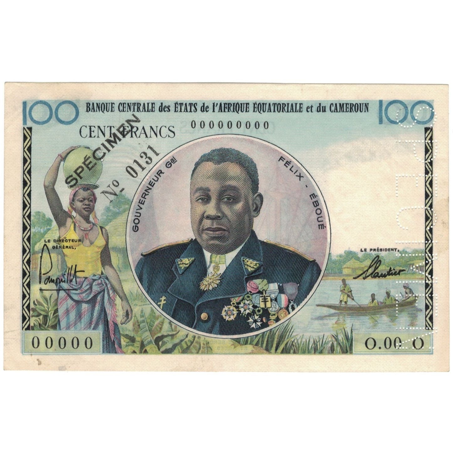 bankovka,
štáty strednej Afriky,
100 frankov
