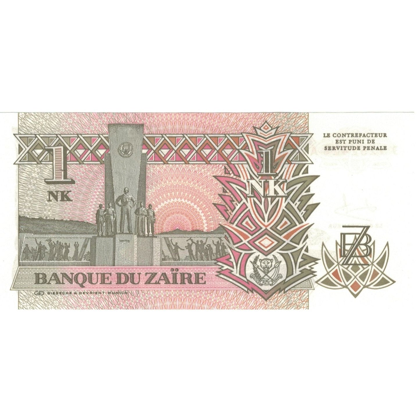 bankovka,
Zair,
1 Nouveau Likuta