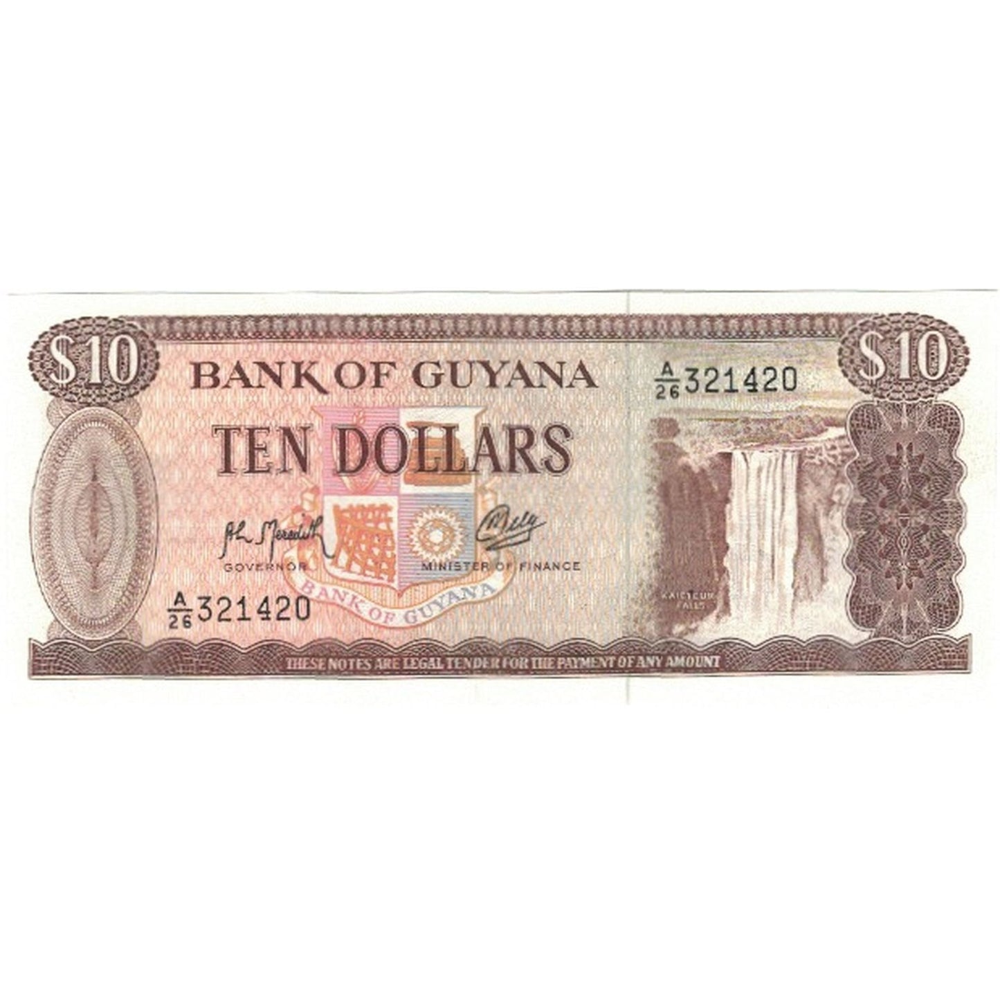 bankovka,
Guyana,
10 dolárov