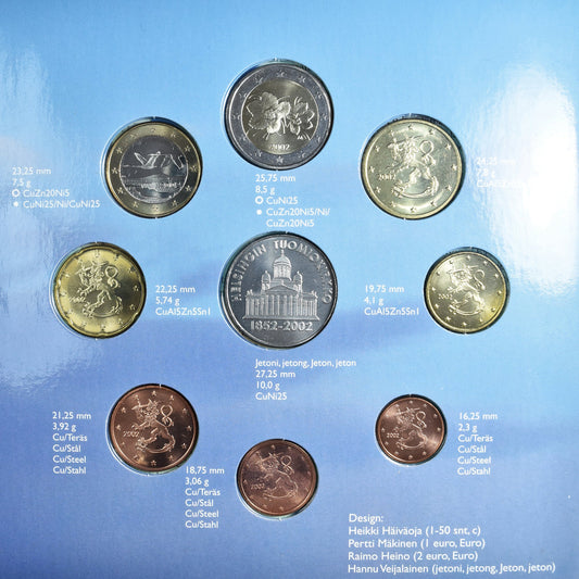 Fínsko, 
  
  1 cent až 2 eurá, 
  
  eurový set - Helsinská katedrála