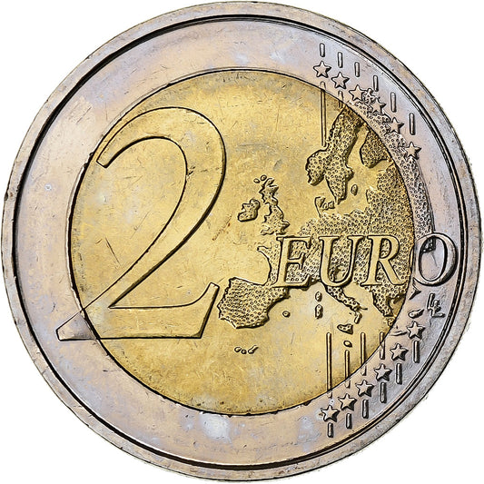 Belgicko, 
  
  2 eurá, 
  
  10. výročie emu