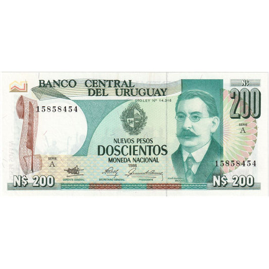 Uruguaj, 
  
  200 nuevos pesos, 
  
  1986