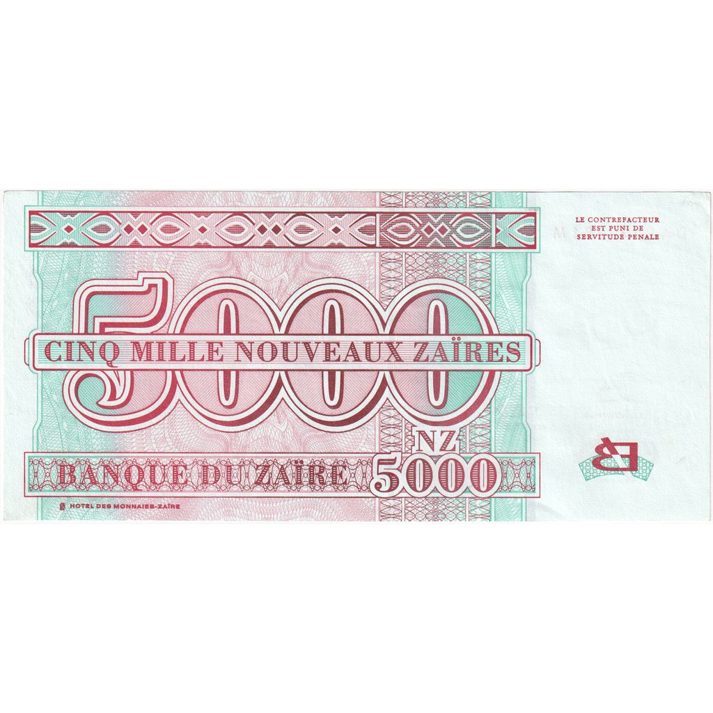 Zair, 
  
  5000 Nouveaux Zaires, 
  
  1995