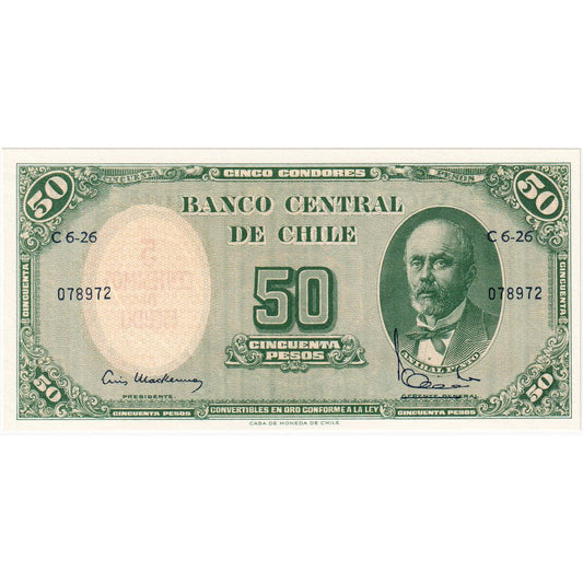 Čile, 
  
  5 centesimov za 50 pesos, 
  
  UNC(65-70)