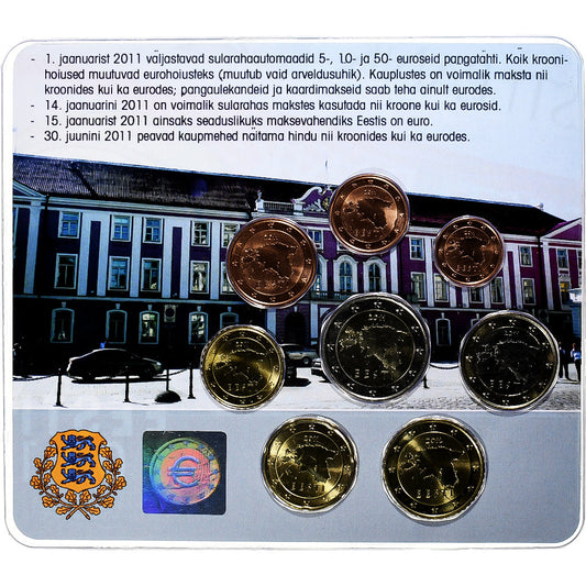 Estónsko, 
  
  Set 1 ct. - 2 eurá, 
  
  Mincová karta.FDC