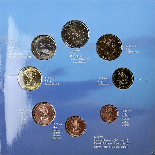 Fínsko, 
  
  Set 1 ct. - 2 eurá, 
  
  2001