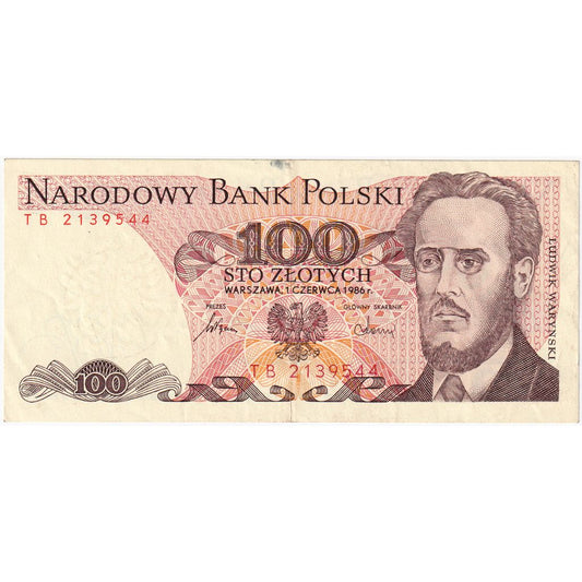 Poľsko, 
  
  100 zlotých, 
  
  1986-06-01