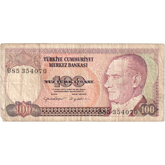Turecko, 
  
  100 lír, 
  
  VF(20-25)