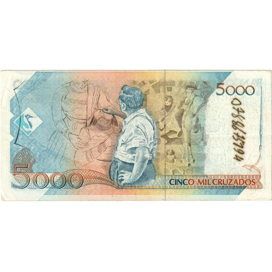 Brazília, 
  
  5 Cruzados Novos na 5000 Cruzados, 
  
  VF(20-25)