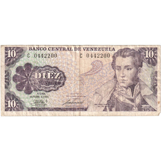 Venezuela, 
  
  10 bolívarov, 
  
  1981-10-06