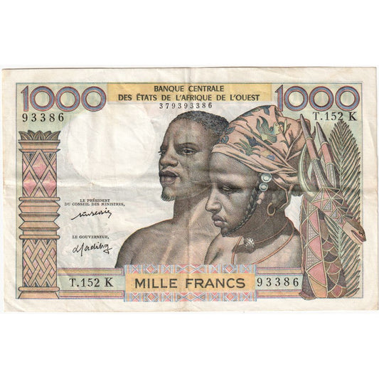 štáty západnej Afriky, 
  
  1000 frankov, 
  
  VF(30-35)