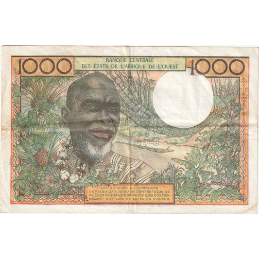štáty západnej Afriky, 
  
  1000 frankov, 
  
  VF(30-35)