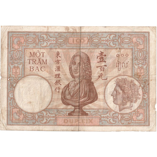 Francúzska Indočína, 
  
  100 Piastrov, 
  
  VF(20-25)