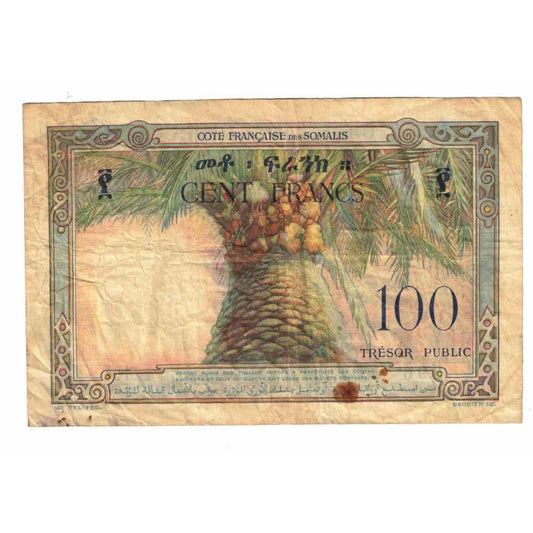bankovka, 
  
  francúzsky Somaliland, 
  
  100 frankov