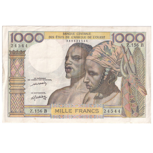 bankovka, 
  
  štáty západnej Afriky, 
  
  1000 frankov
