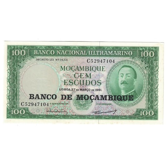 bankovka, 
  
  Mozambik, 
  
  100 Escudos