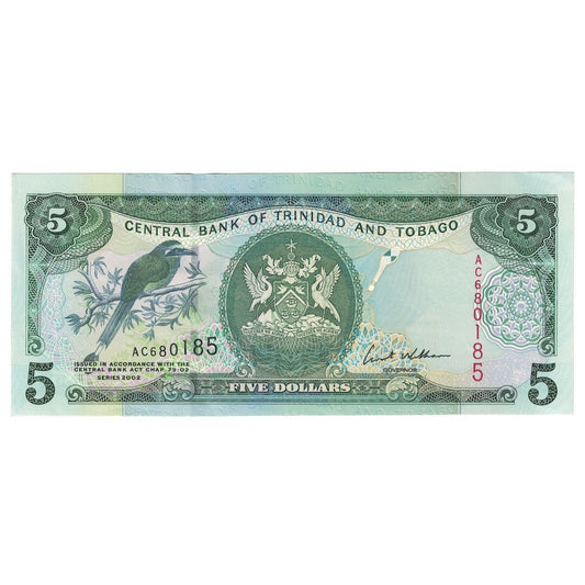 bankovka, 
  
  Trinidad a Tobago, 
  
  5 dolárov