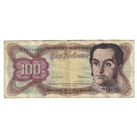 bankovka, 
  
  Venezuela, 
  
  100 Bolivarov