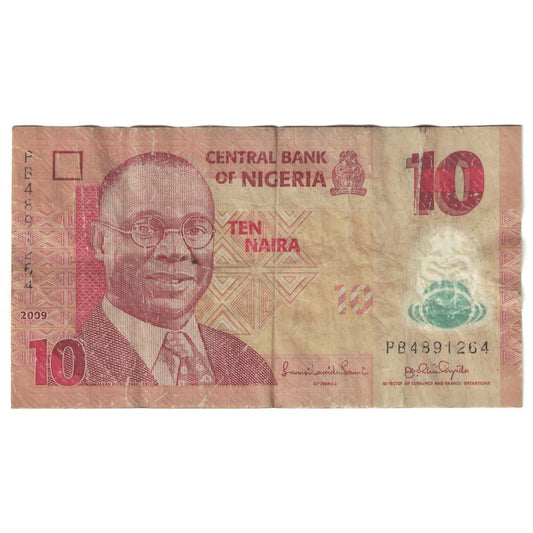 bankovka, 
  
  Nigéria, 
  
  10 Naira