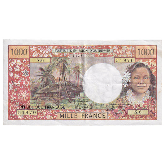 bankovka, 
  
  Tahiti, 
  
  1000 frankov