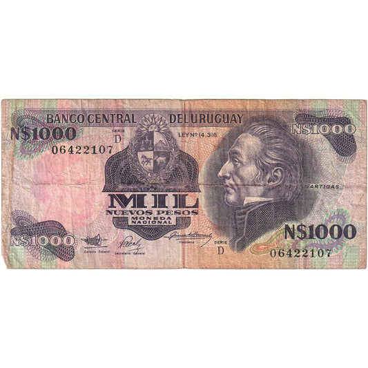 bankovka, 
  
  Uruguaj, 
  
  1000 nuevos pesos