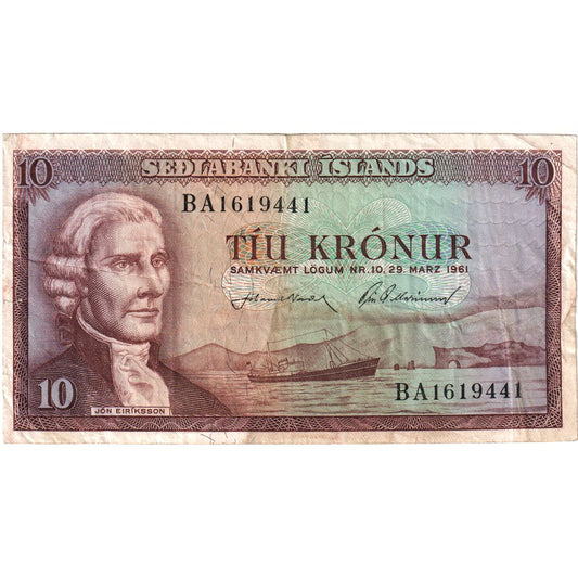 Island, 
  
  10 korún, 
  
  1961-03-29