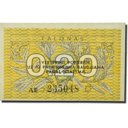 bankovka, 
  
  Litva, 
  
  0,20 Talonas