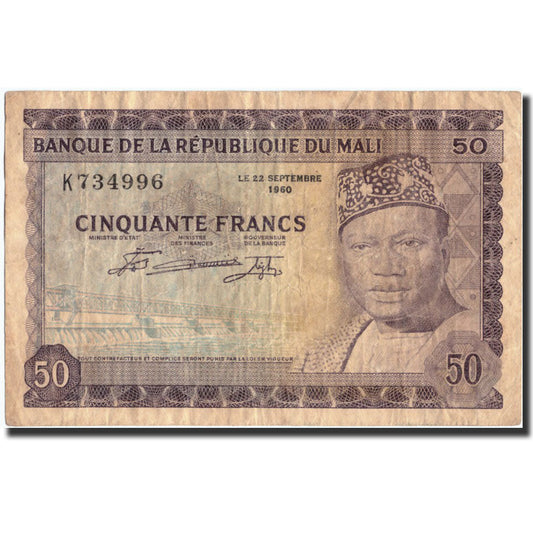 bankovka, 
  
  Mali, 
  
  50 frankov
