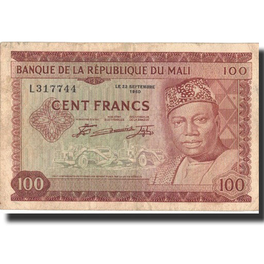 bankovka, 
  
  Mali, 
  
  100 frankov