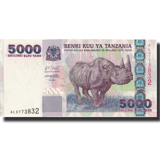 bankovka, 
  
  Tanzánia, 
  
  5000 šilingov