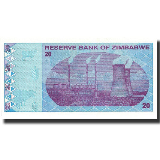 bankovka, 
  
  Zimbabwe, 
  
  20 dolárov