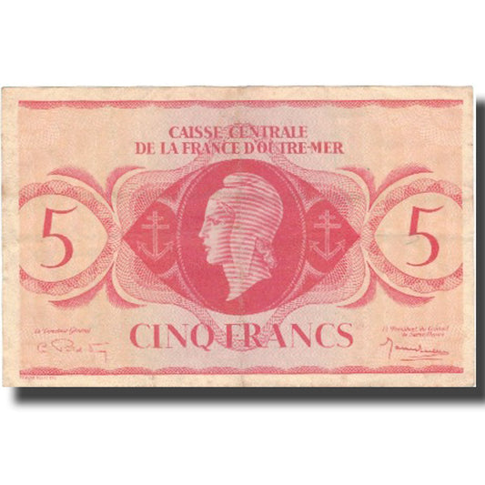 bankovka, 
  
  Francúzska Rovníková Afrika, 
  
  5 frankov