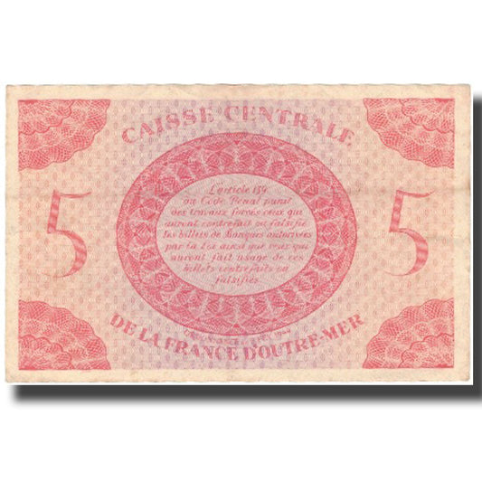 bankovka, 
  
  Francúzska Rovníková Afrika, 
  
  5 frankov