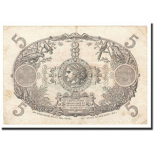 bankovka, 
  
  Réunion, 
  
  5 frankov