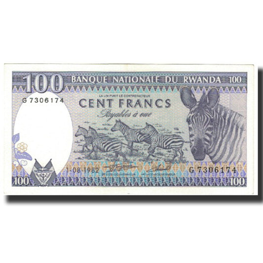 bankovka, 
  
  Rwanda, 
  
  100 frankov