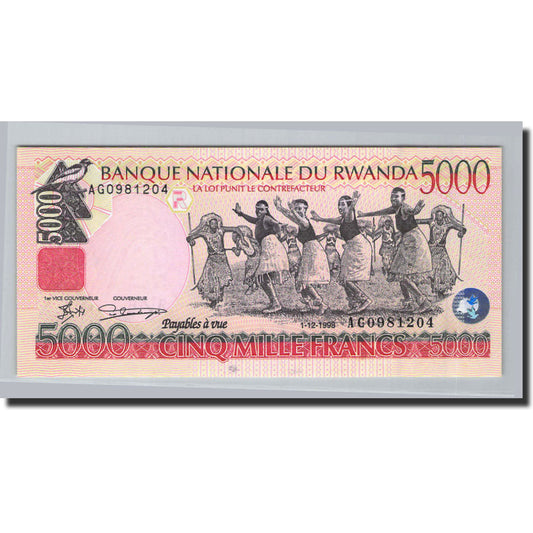 bankovka, 
  
  Rwanda, 
  
  5000 frankov