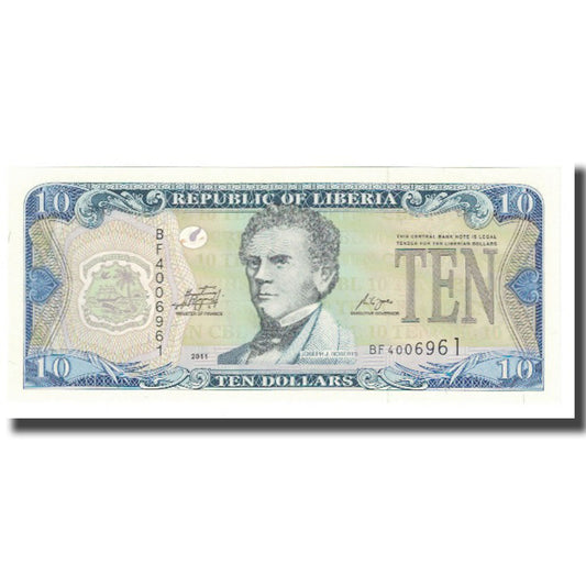 bankovka, 
  
  Libéria, 
  
  10 dolárov