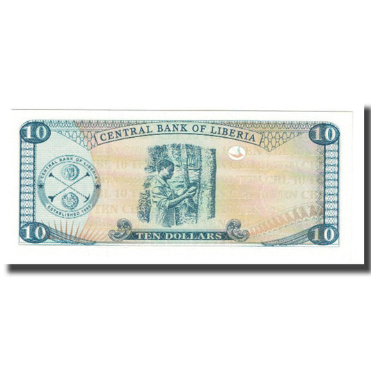 bankovka, 
  
  Libéria, 
  
  10 dolárov