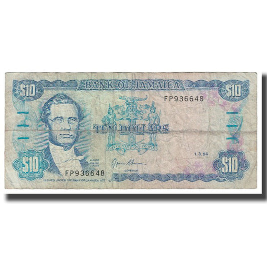 bankovka, 
  
  jamajka, 
  
  10 dolárov