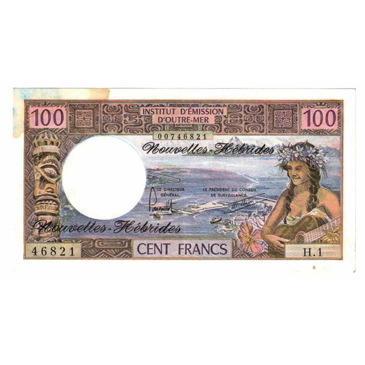 bankovka, 
  
  Nové Hebridy, 
  
  100 frankov
