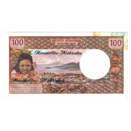 bankovka, 
  
  Nové Hebridy, 
  
  100 frankov