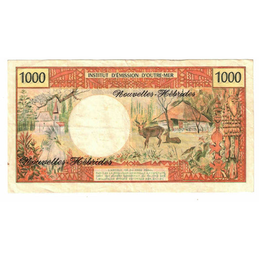 bankovka, 
  
  Nové Hebridy, 
  
  1000 frankov