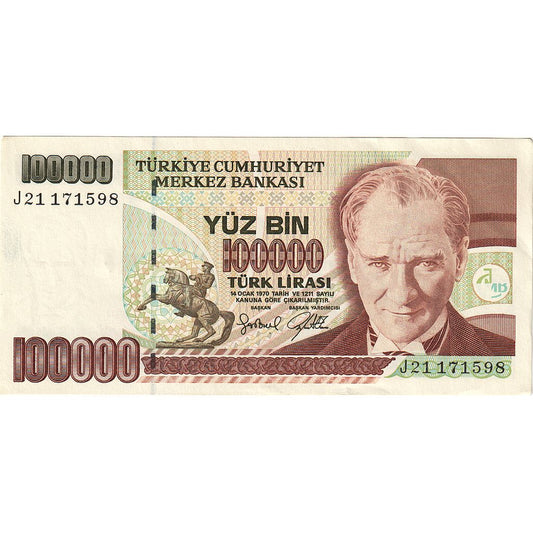 bankovka, 
  
  Turecko, 
  
  100