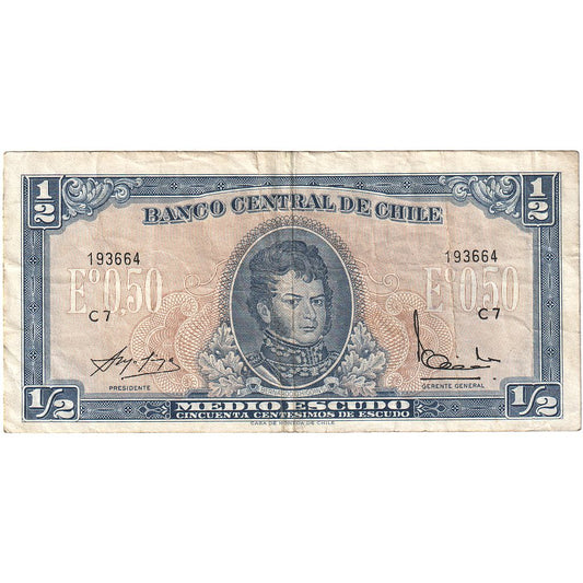 bankovka, 
  
  Čile, 
  
  1/2 escudo