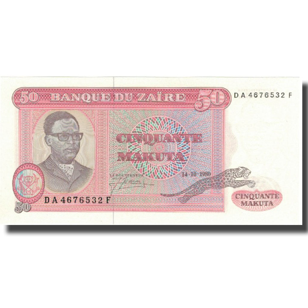 bankovka, 
  
  Zair, 
  
  50 Makuta