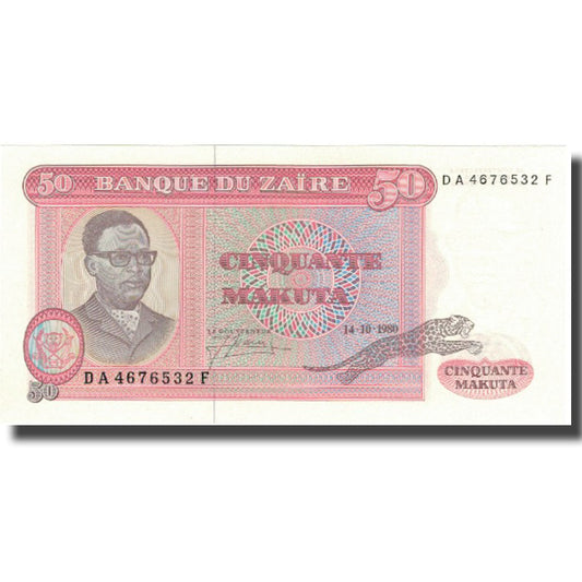 bankovka, 
  
  Zair, 
  
  50 Makuta