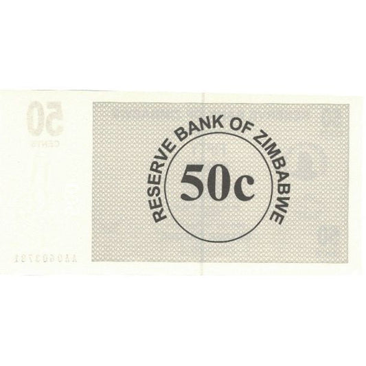 bankovka, 
  
  Zimbabwe, 
  
  50 centov